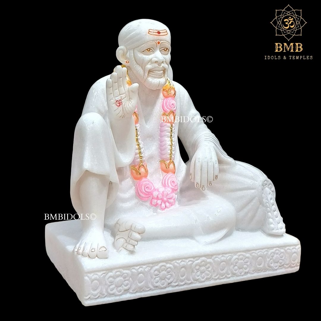 Marble Dwarka Mai Shridi Sai Baba Statue made in White Makrana Marble in 12inch