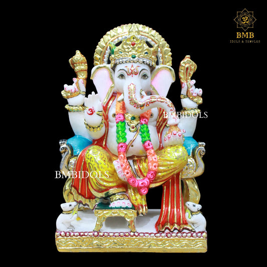 Ganesh Marble Murti made in Makrana Marble in 12inches