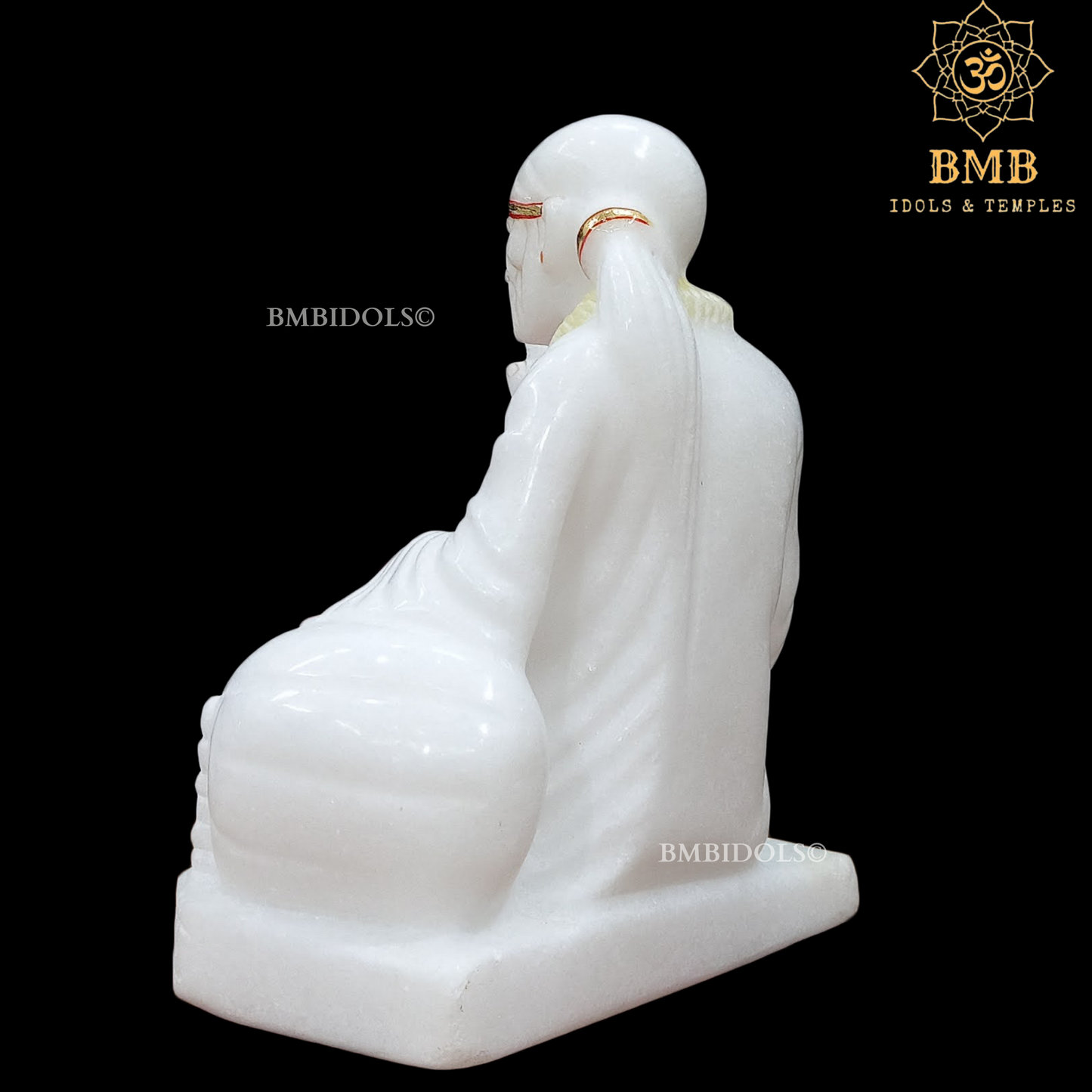 Marble Dwarka Mai Shridi Sai Baba Statue Sitting on the Asan