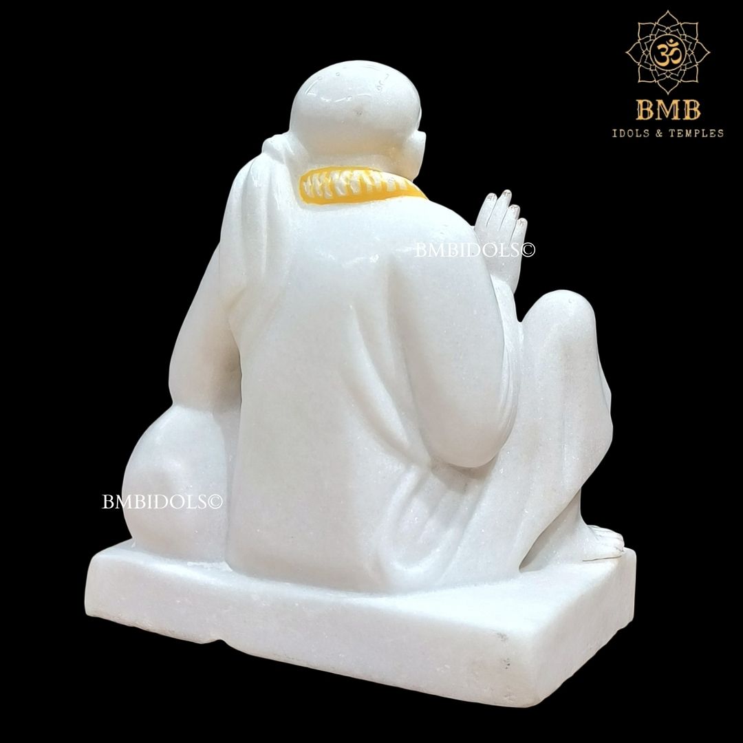 Marble Dwarka Mai Shridi Sai Baba Statue made in White Makrana Marble in 12inch