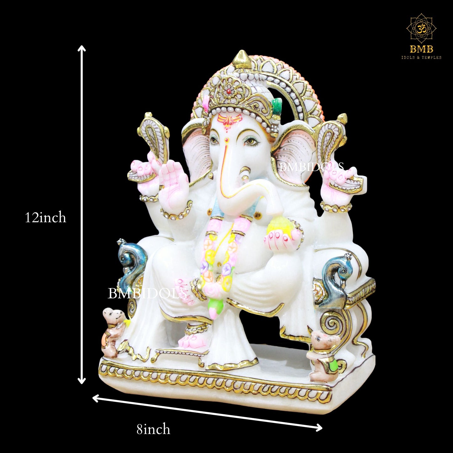 Marble Ganesh Murti made in Makrana Marble in 12inches