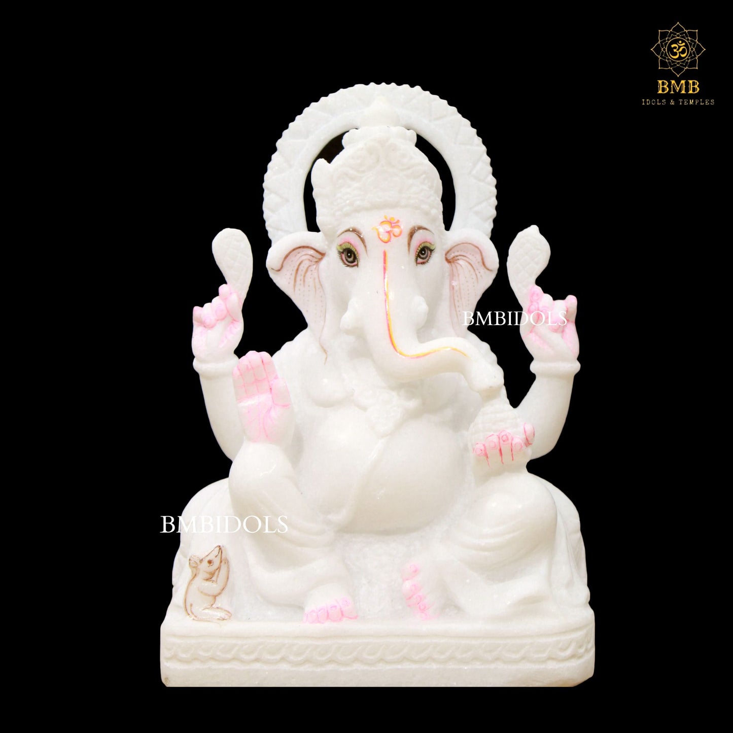 White Marble Ganesh Murti made in Sitting Posture in 9inch