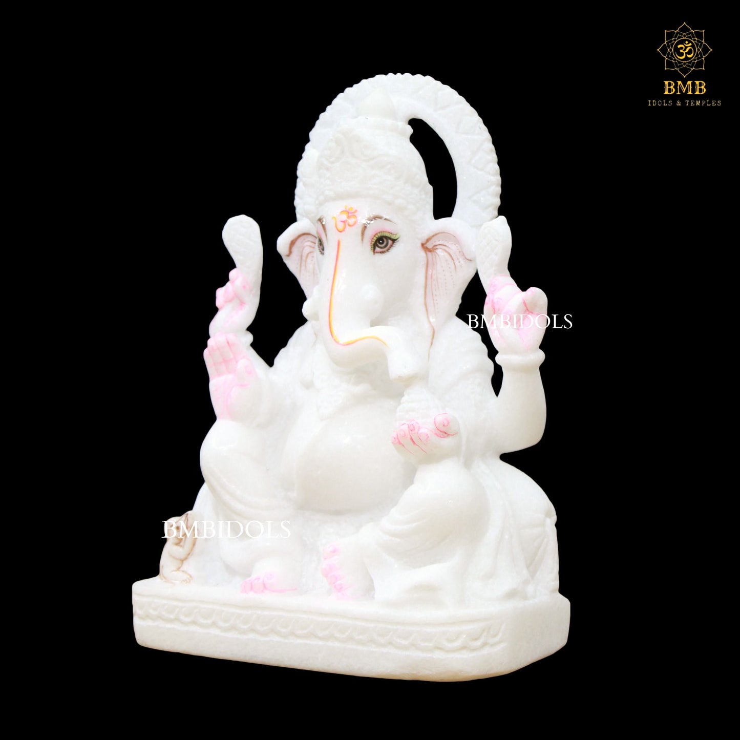 White Marble Ganesh Murti made in Sitting Posture in 9inch