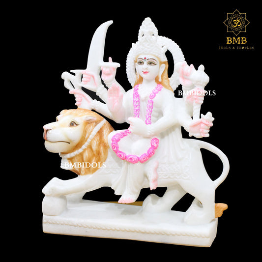 White Marble Durga Statue made in Makrana Marble in 15inches