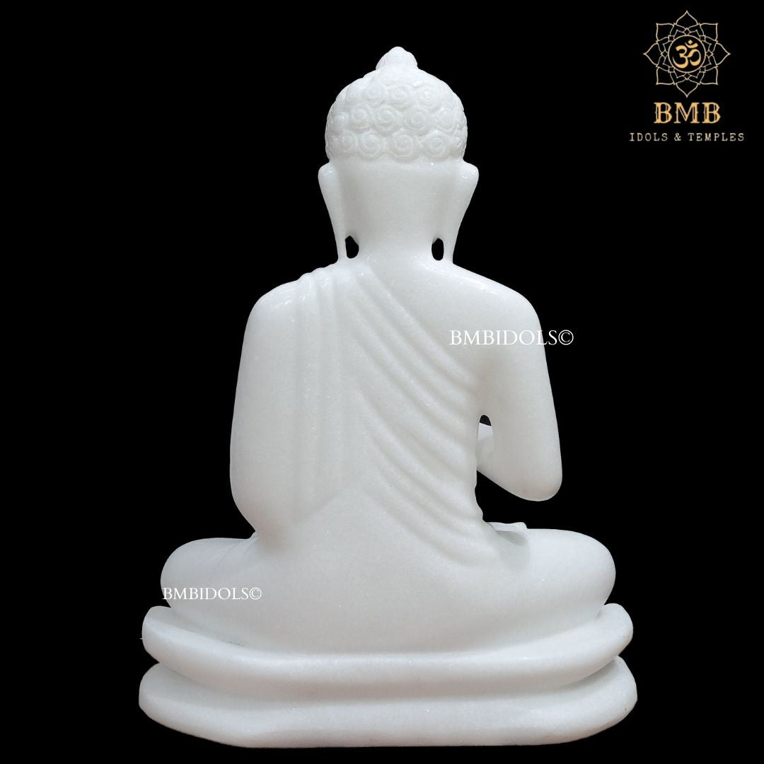 Marble Buddha Statue made in Natural Makrana Marble in 15inches
