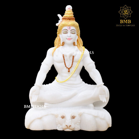 Two Hands Marble Shiva Statue in 15inches for Homes and Temples