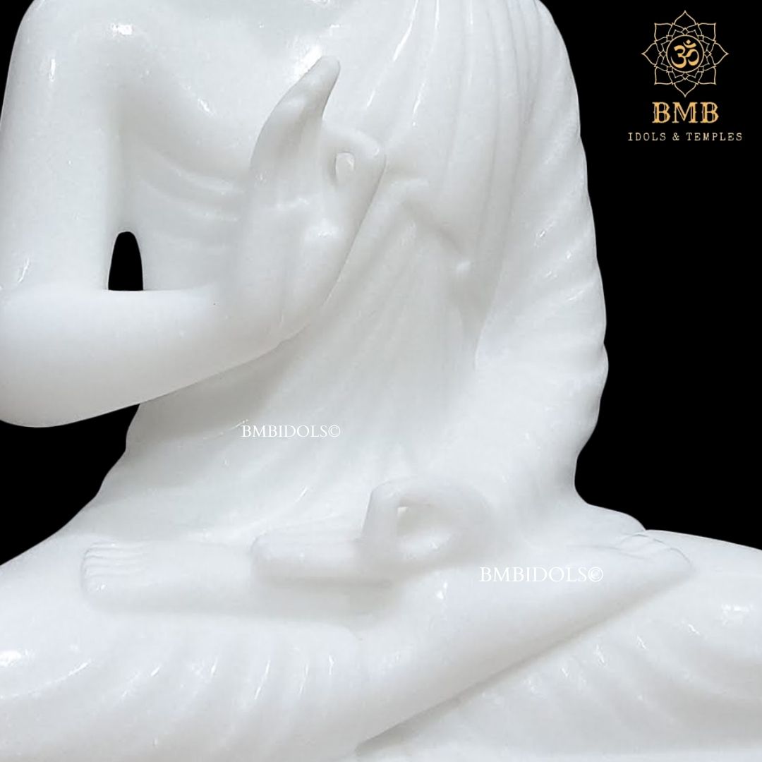 Marble Buddha Statue made in Natural Makrana Marble in 15inches