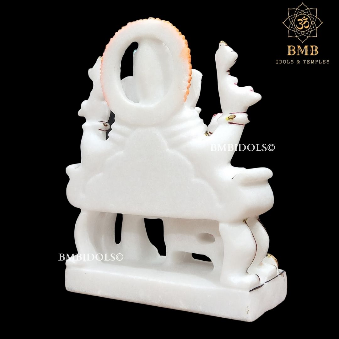 Marble Ganpati Statue sitting on the chowki  for Home Temples 9inches