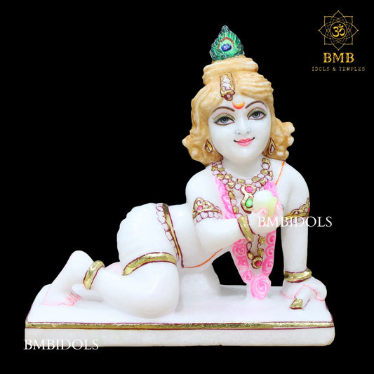 Marble Laddu Gopal Krishna Statue for Homes and Temples in 9inch