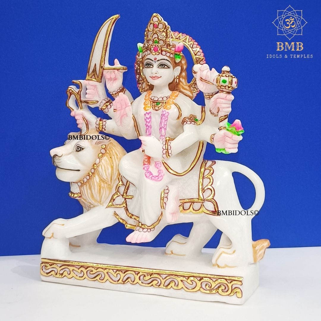 Marble Durga Mata Statue made in Natural White marble in 9inches