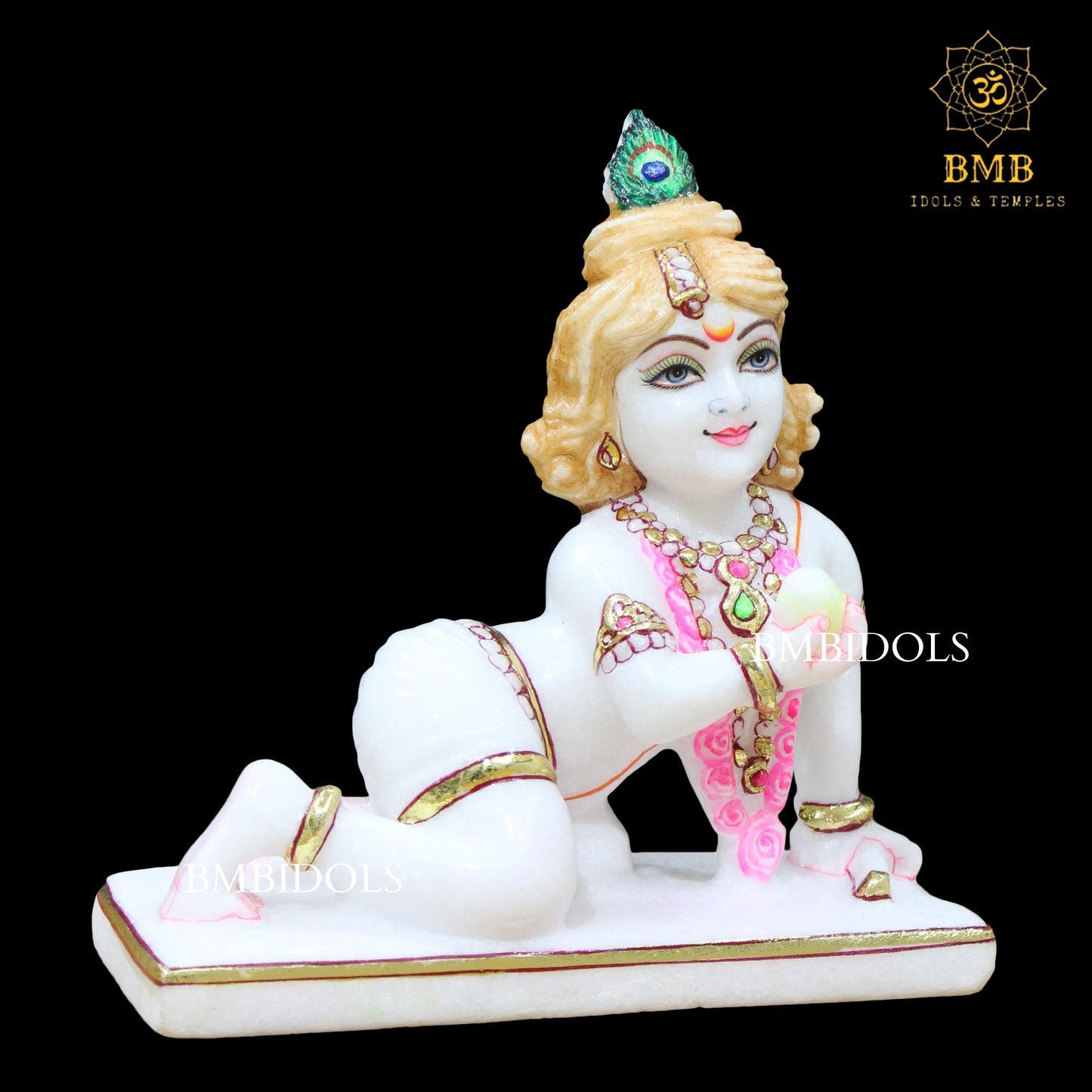 Marble Laddu Gopal Krishna Statue for Homes and Temples in 9inch