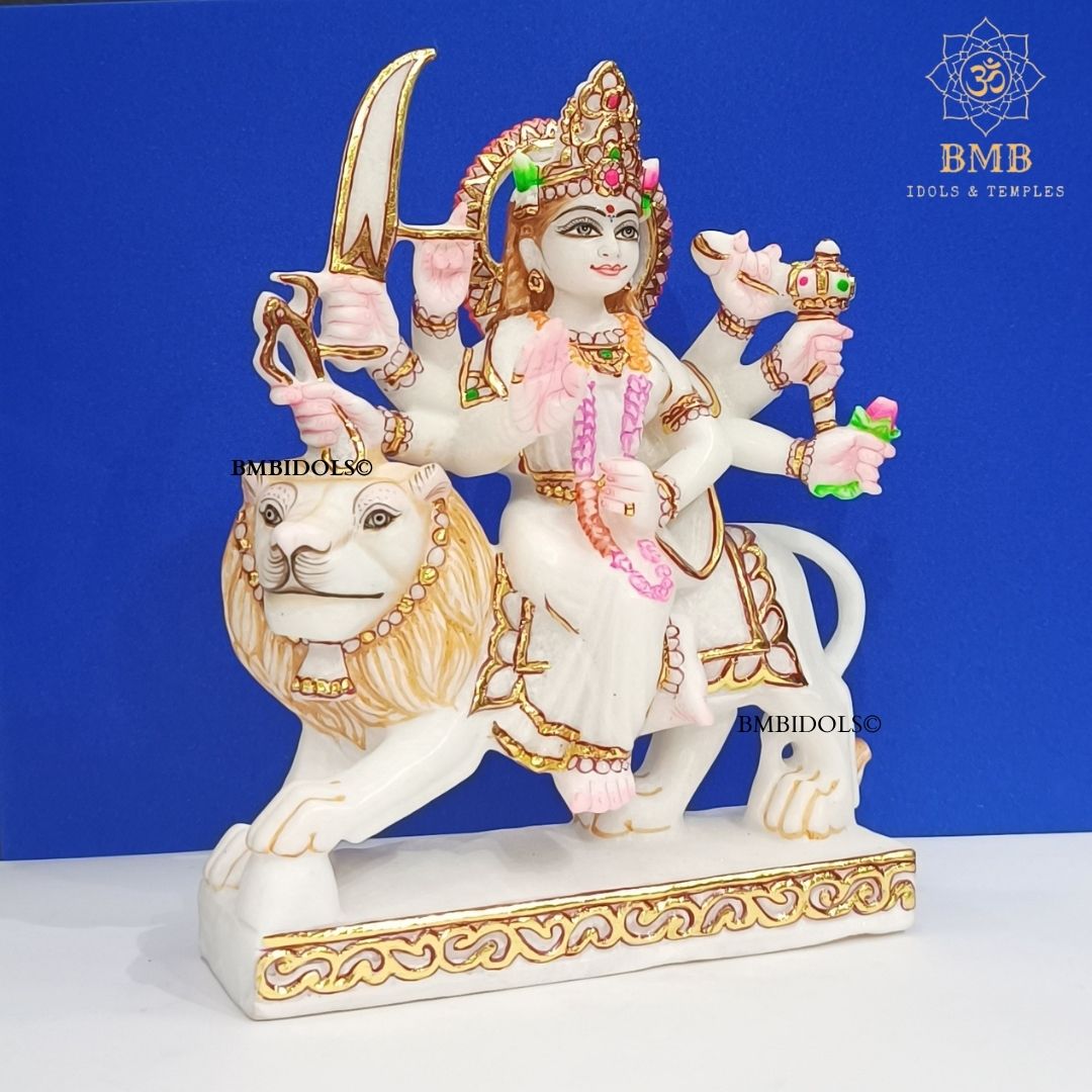 Marble Durga Mata Statue made in Natural White marble in 9inches