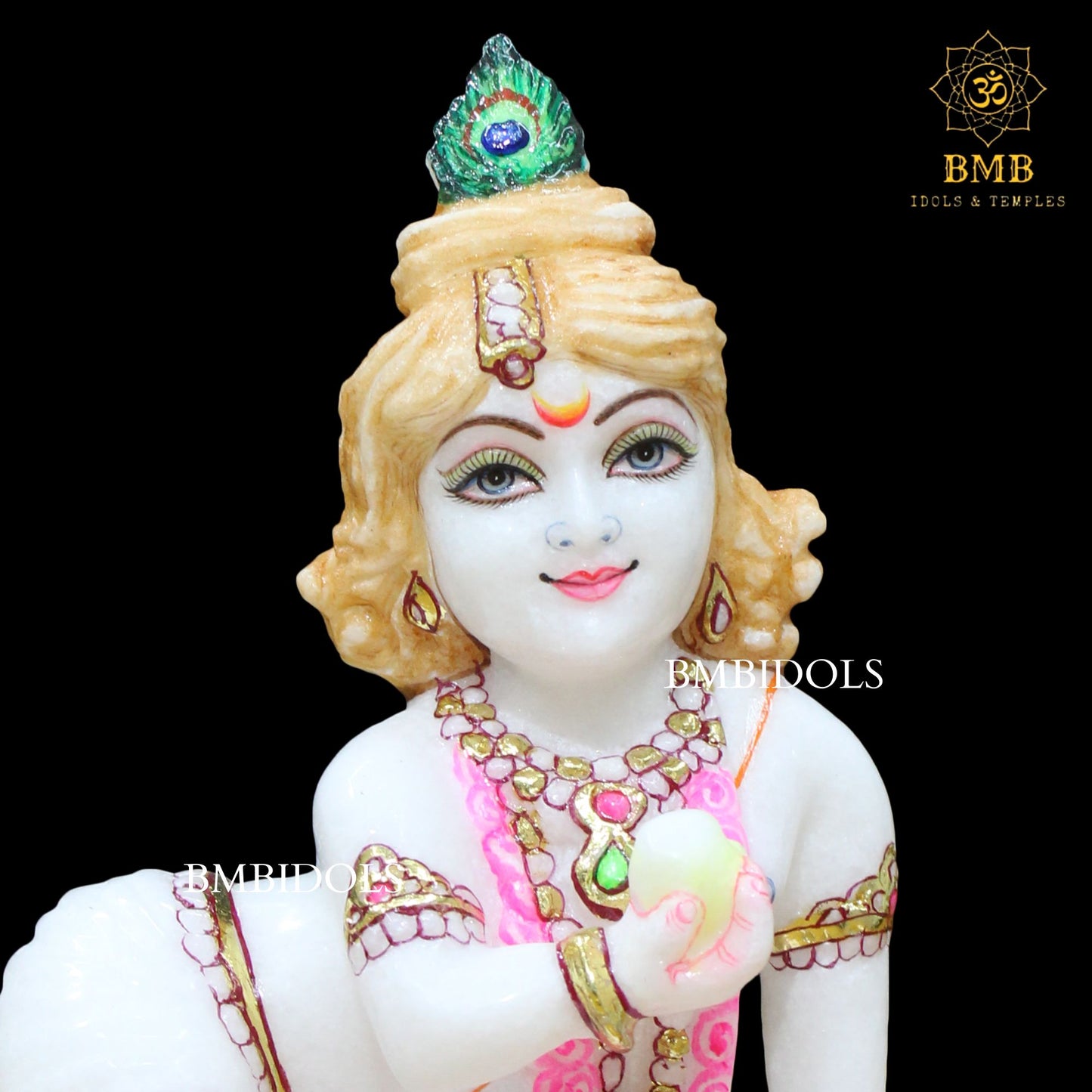 Marble Laddu Gopal Krishna Statue for Homes and Temples in 9inch