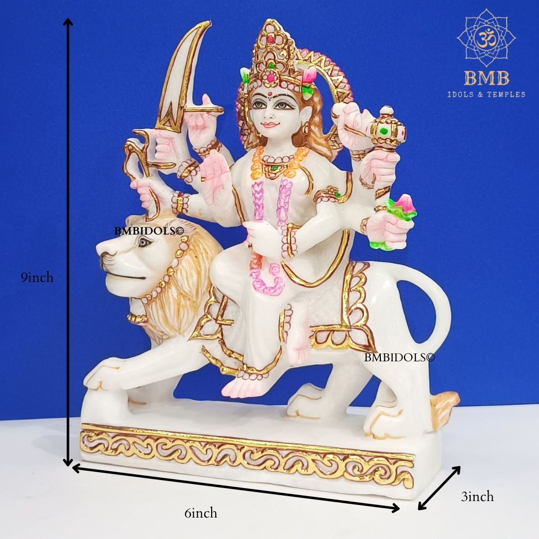 Marble Durga Mata Statue made in Natural White marble in 9inches