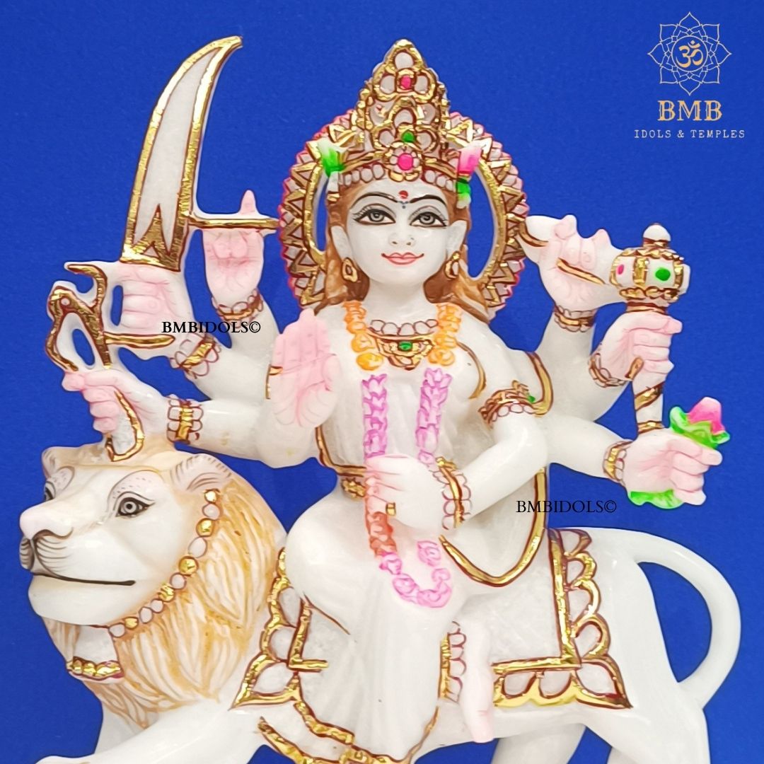 Marble Durga Mata Statue made in Natural White marble in 9inches