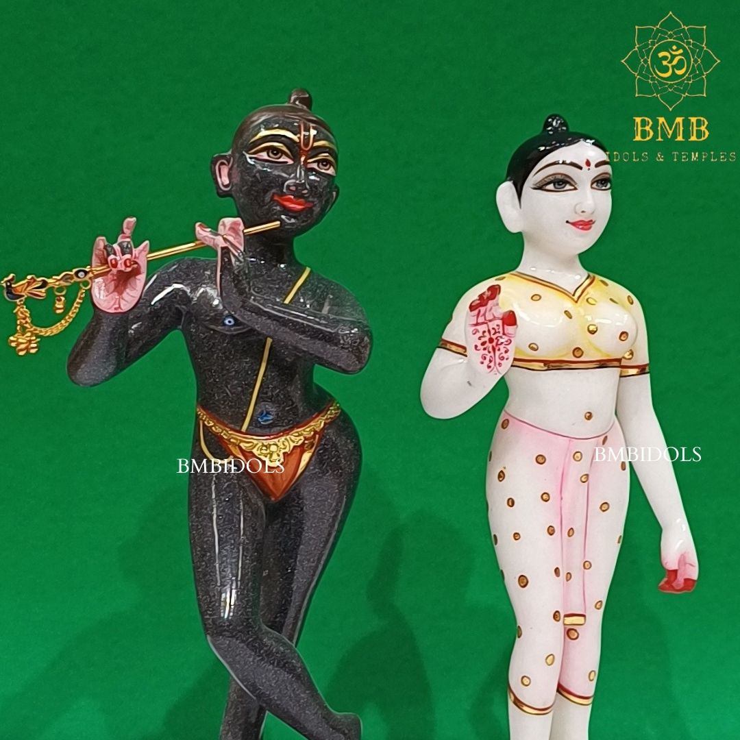 Marble Iskcon Radha Krishna Statue made in Bhaisrana Blackstone and Makrana Marble