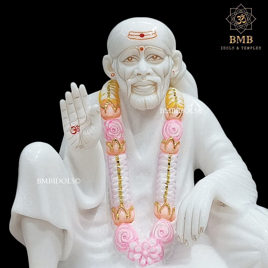 Marble Dwarka Mai Shridi Sai Baba Statue made in White Makrana Marble in 12inch