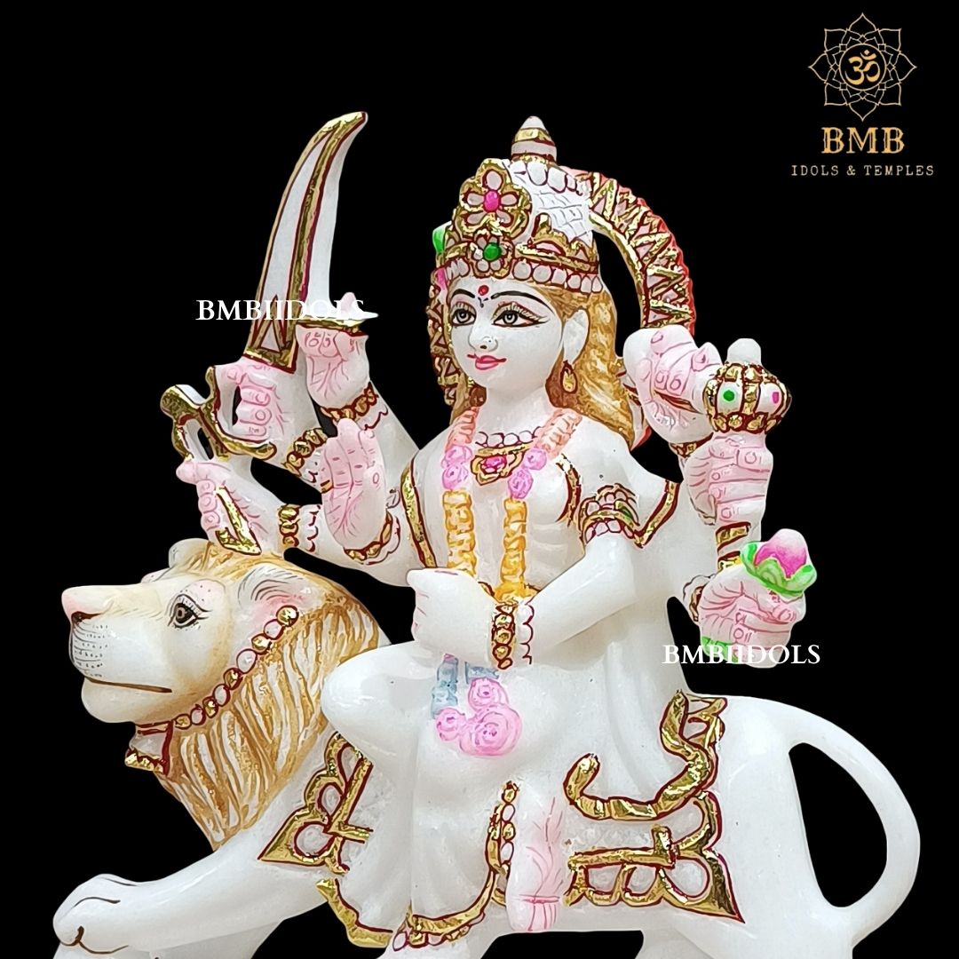 Marble Durga Mata Murti made in Natural Makrana Marble in 9inches