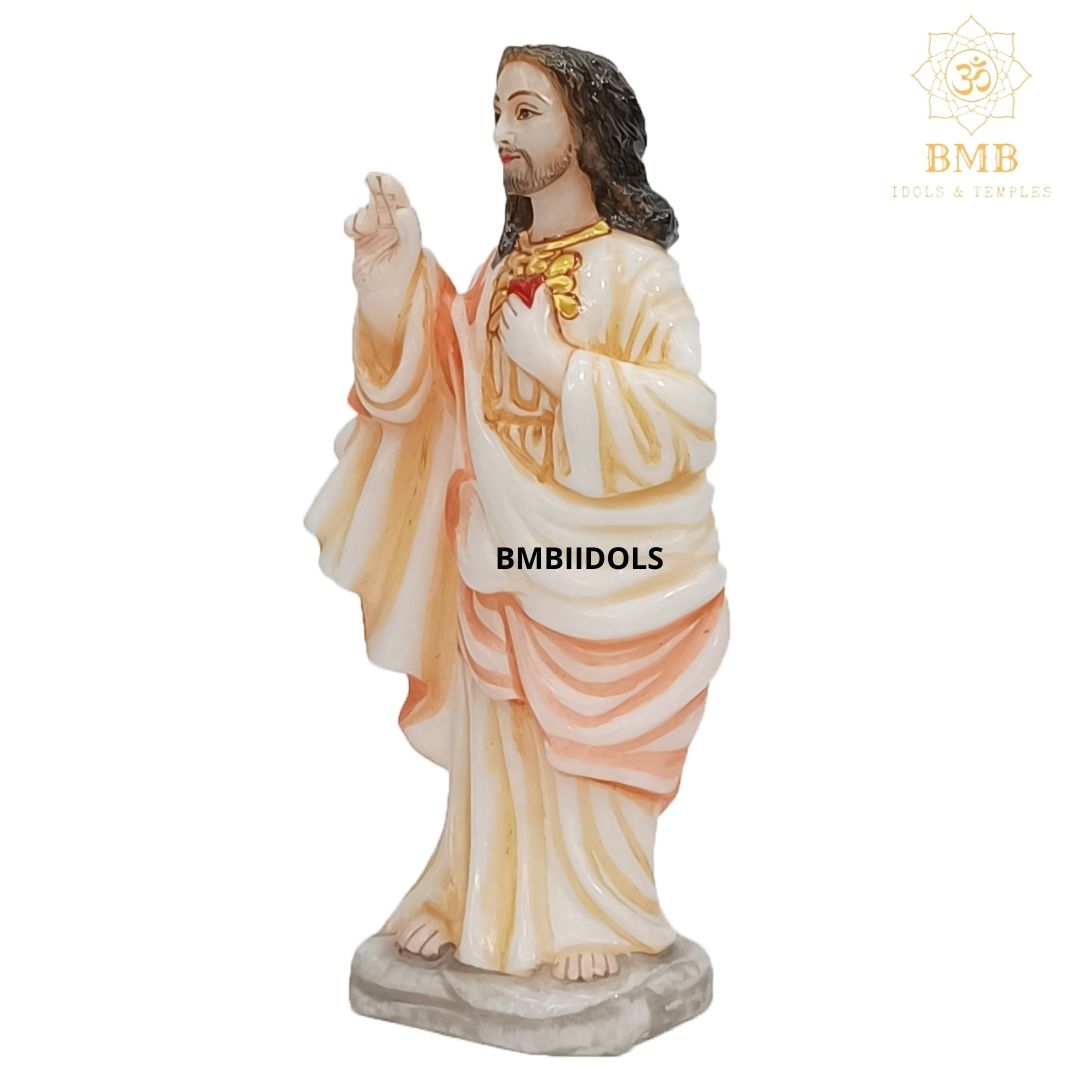 Marble Jesus Christ Statue in Pure White Natural Marble in 12inches