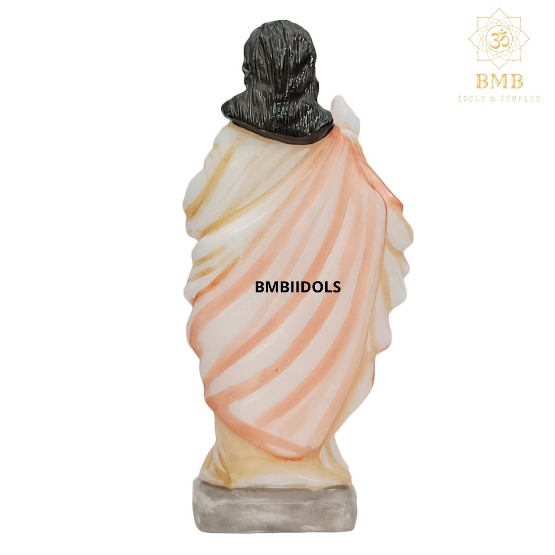 Marble Jesus Christ Statue in Pure White Natural Marble in 12inches