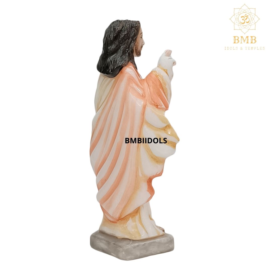 Marble Jesus Christ Statue in Pure White Natural Marble in 12inches