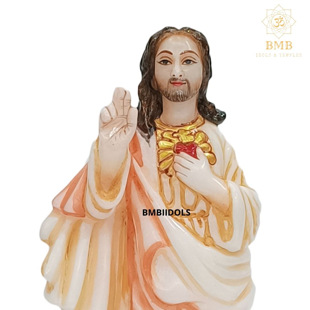 Marble Jesus Christ Statue in Pure White Natural Marble in 12inches