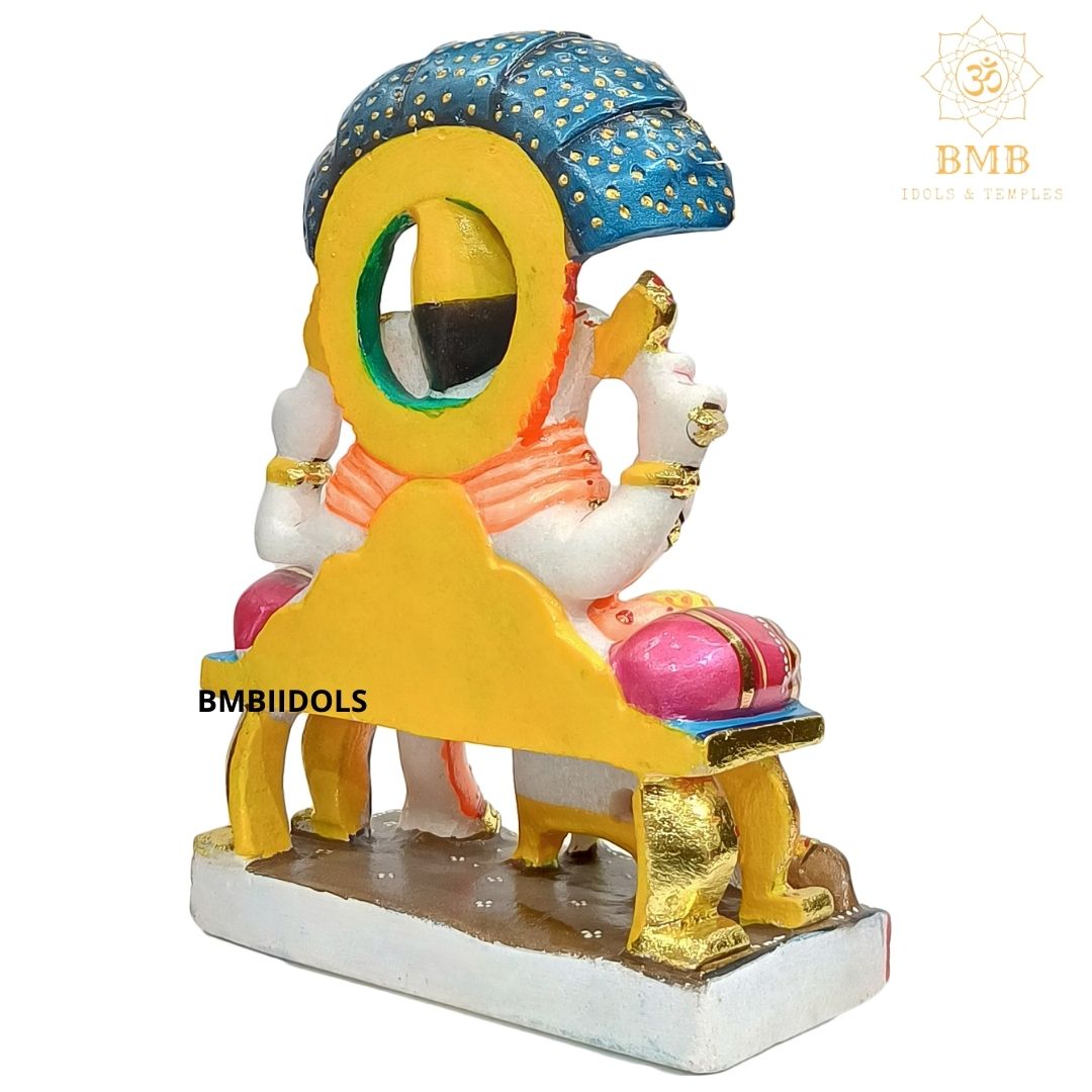 Painted Marble Ganesh Statue for Home and Temples in 12inches