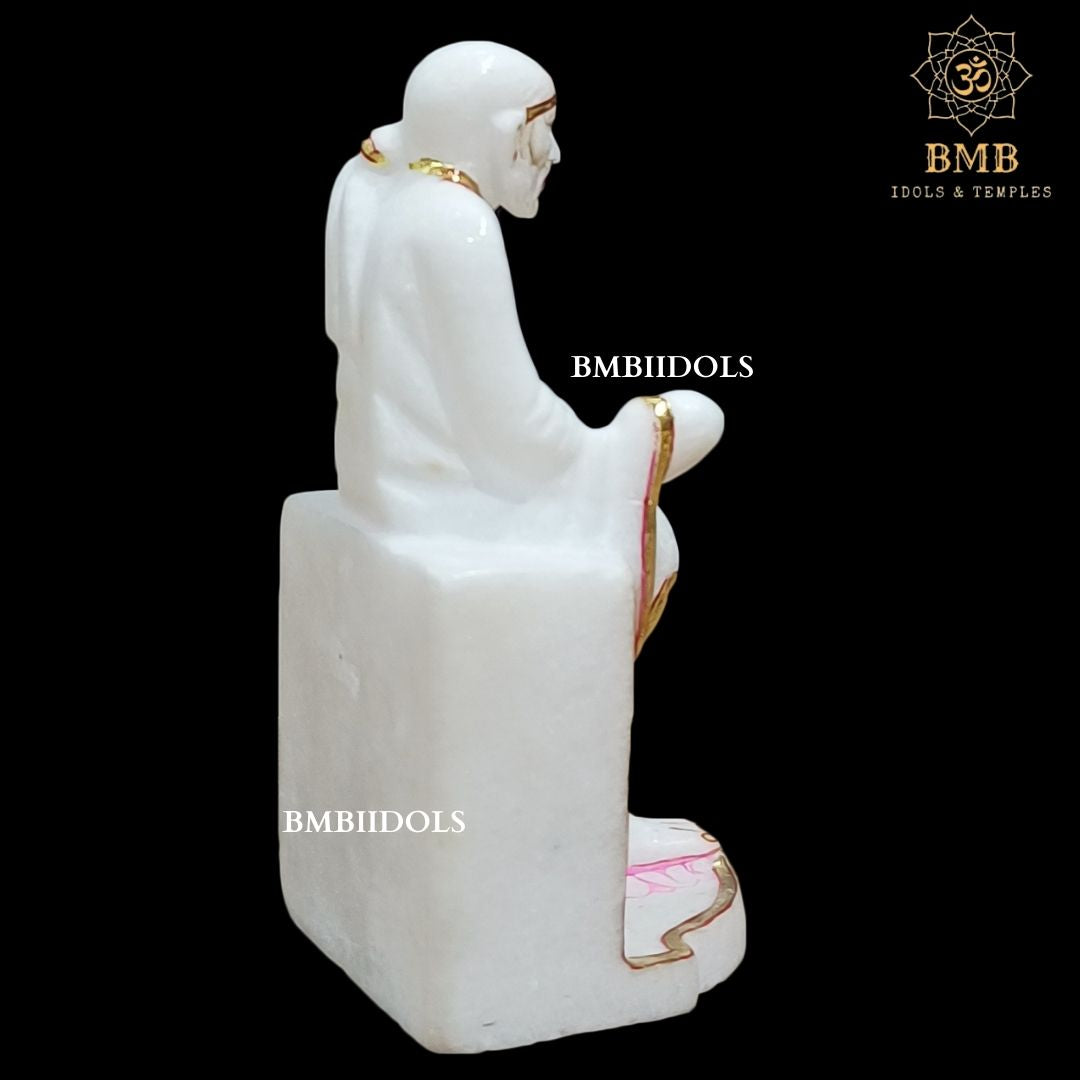 Small Marble Shridi Sai Baba Murti made in Natural white Makrana Marble in 7inch