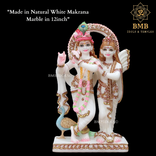 12inch Radha Krishna Marble Murti for Homes and Temple in 12inches