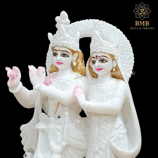 White Marble Radha Krishna Murti made in Makrana Marble in 12inches