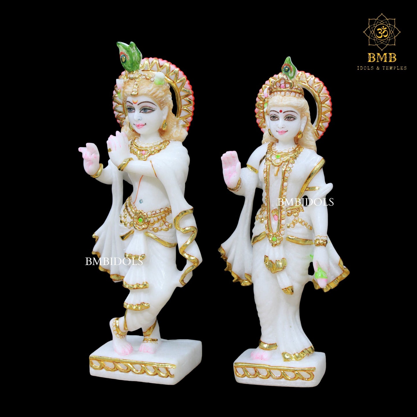 White Marble Radha Krishna Murti made in Makrana Marble for Home Temples
