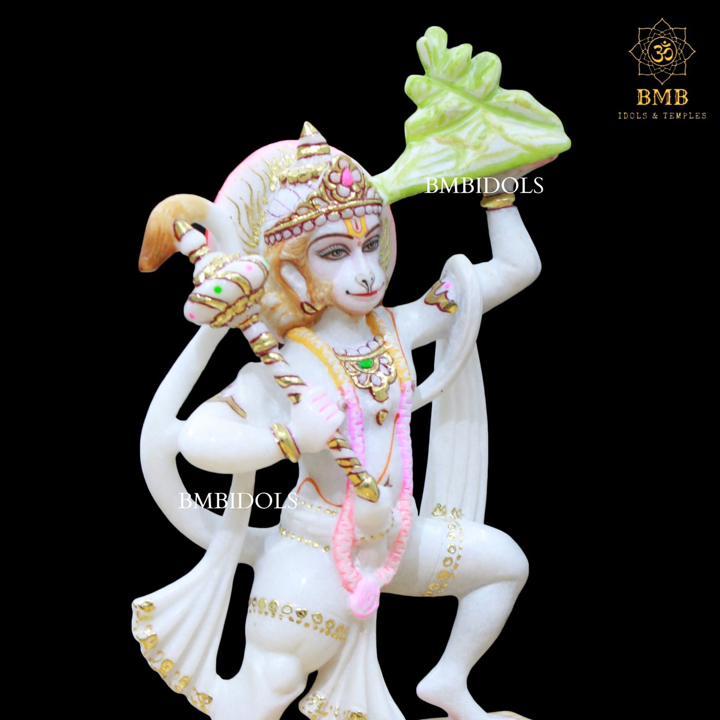 Marble Veer Hanuman Statue carrying Gada in Hand in 12inch