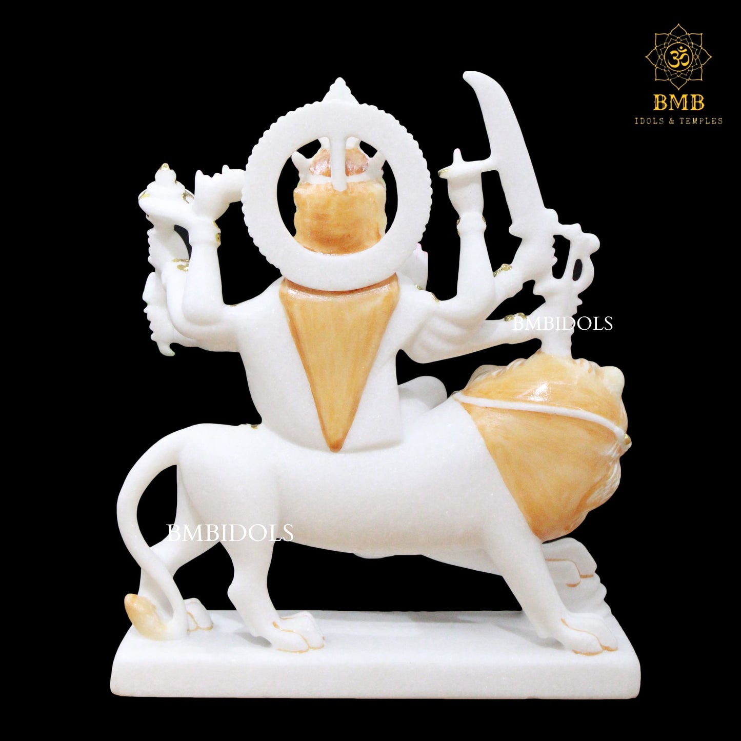Marble Durga Maa Statue for Homes and Temples in 15inch with Lion
