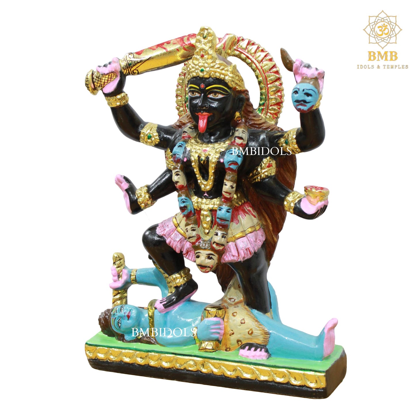Black Stone Mahakali Statue in 12inches for Homes and Temples