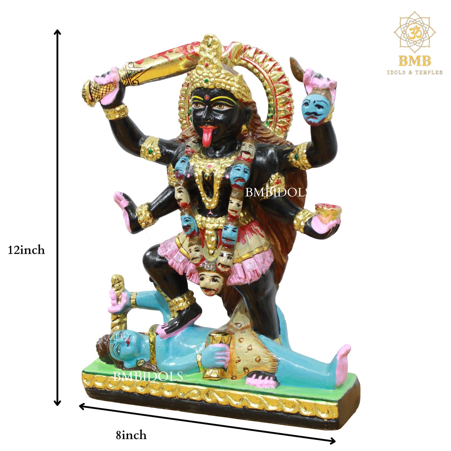 Black Stone Mahakali Statue in 12inches for Homes and Temples
