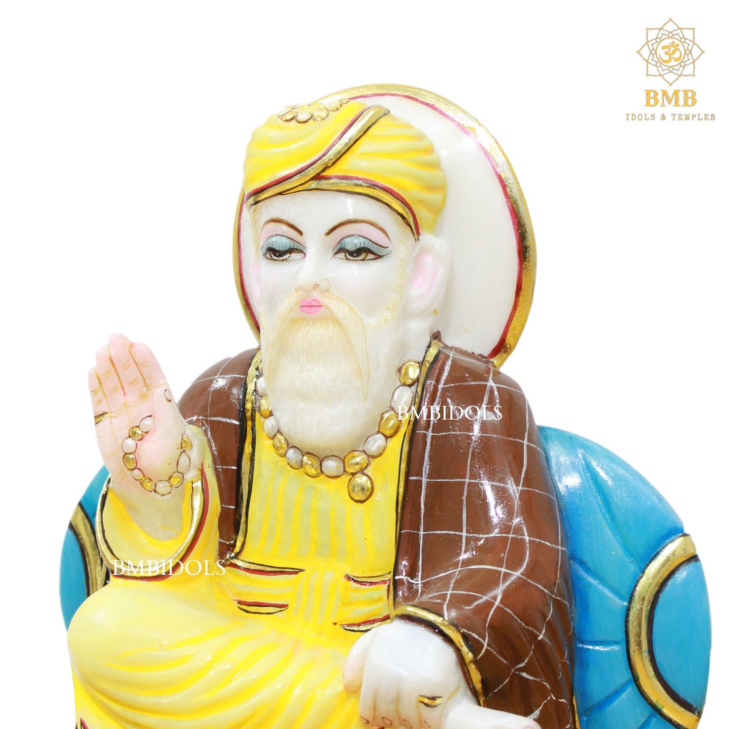 Marble Guru Nanak Murti in Full Coloured Dress in 9inches