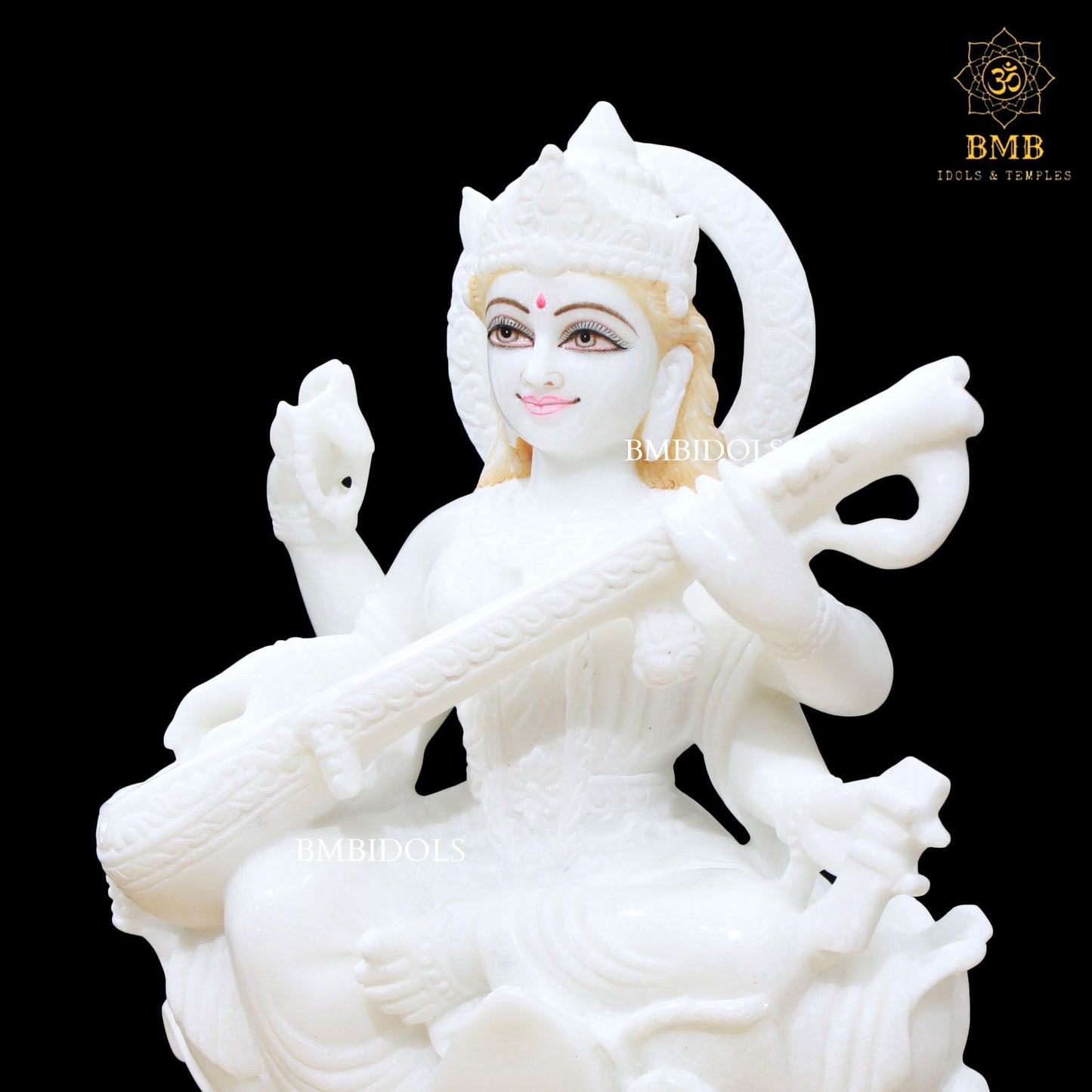Marble Saraswati Maa Murti in 15inches for Homes and Temples