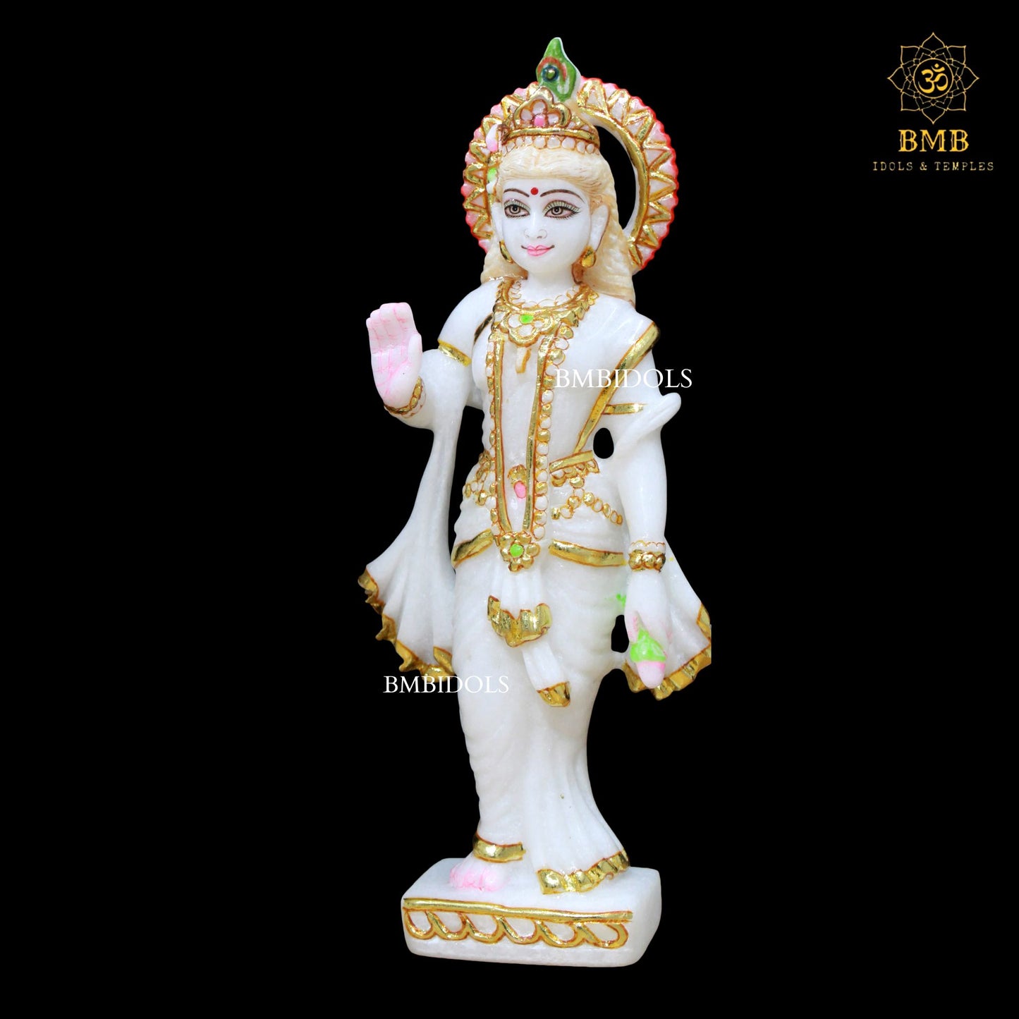 White Marble Radha Krishna Murti made in Makrana Marble for Home Temples