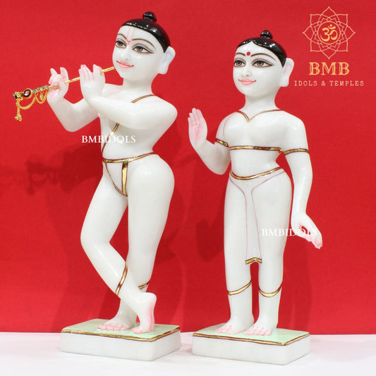 Marble Iskcon Radha Krishna Murti in Makrana Marble in 15inches