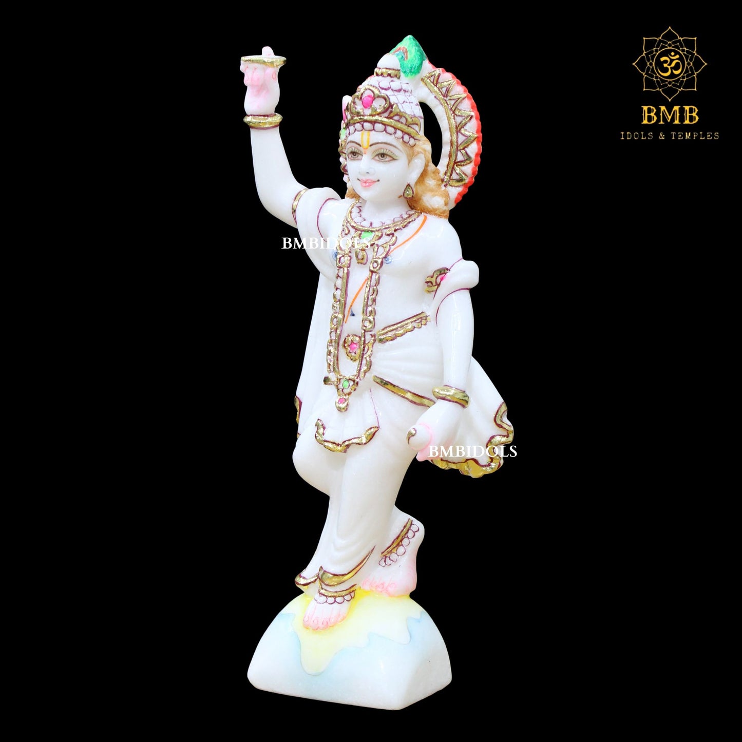 Marble Chakradhari Krishna Statue in 12inches for Homes & Temples