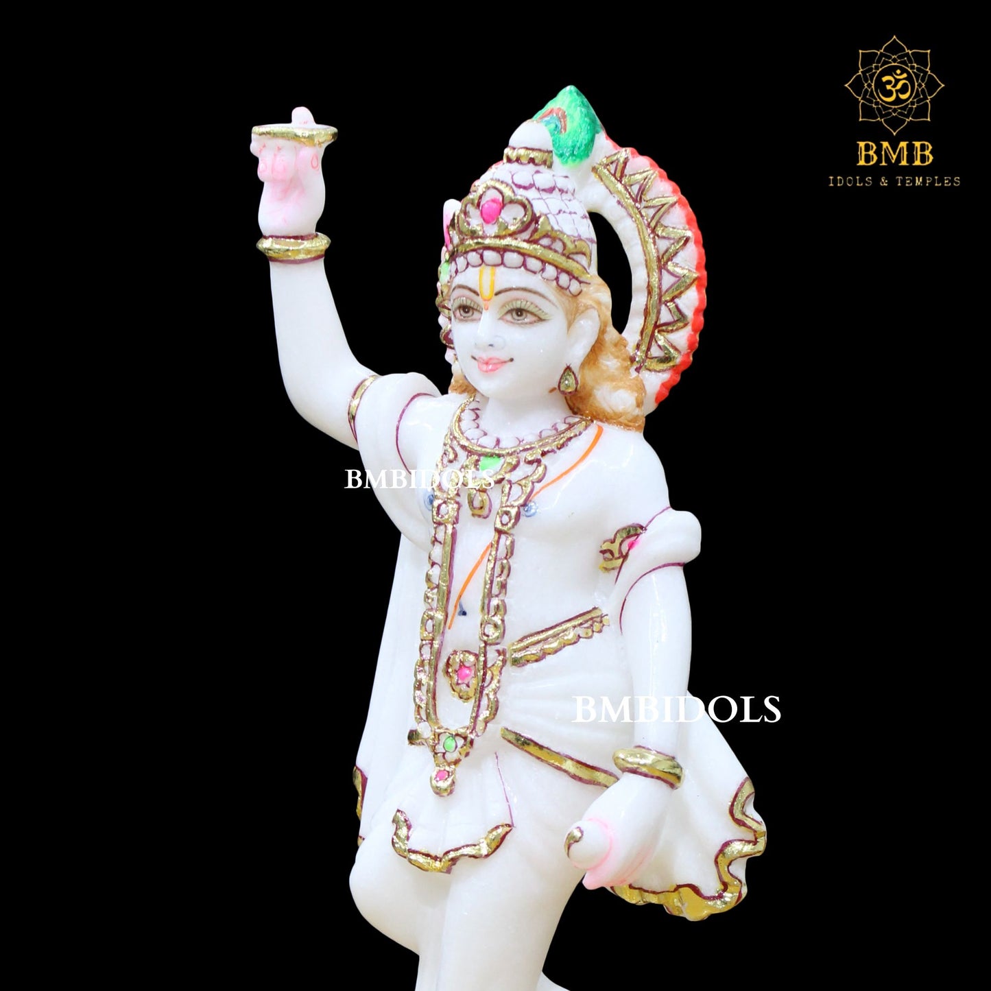 Marble Chakradhari Krishna Statue in 12inches for Homes & Temples