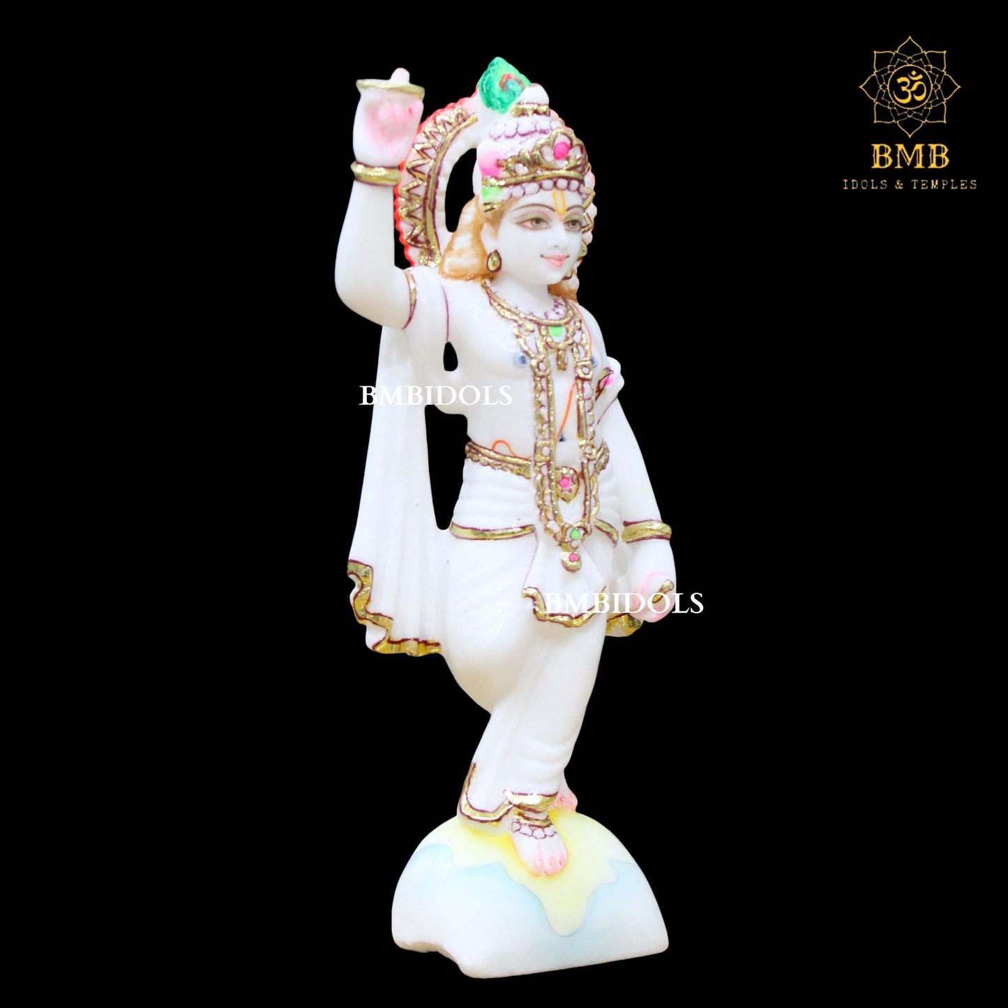 Marble Chakradhari Krishna Statue in 12inches for Homes & Temples