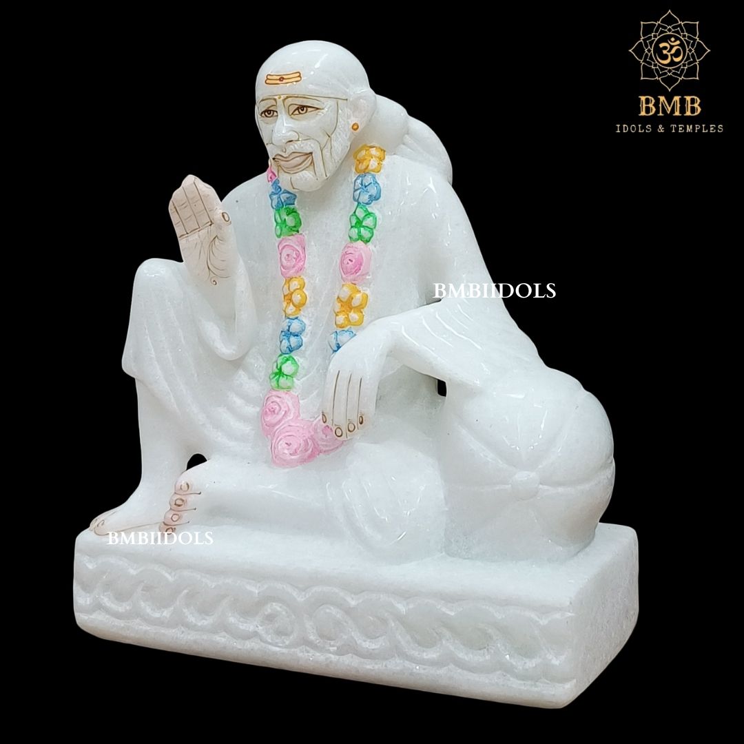 Marble Dwarka Mai Sai Baba Statue in White Makrana Marble