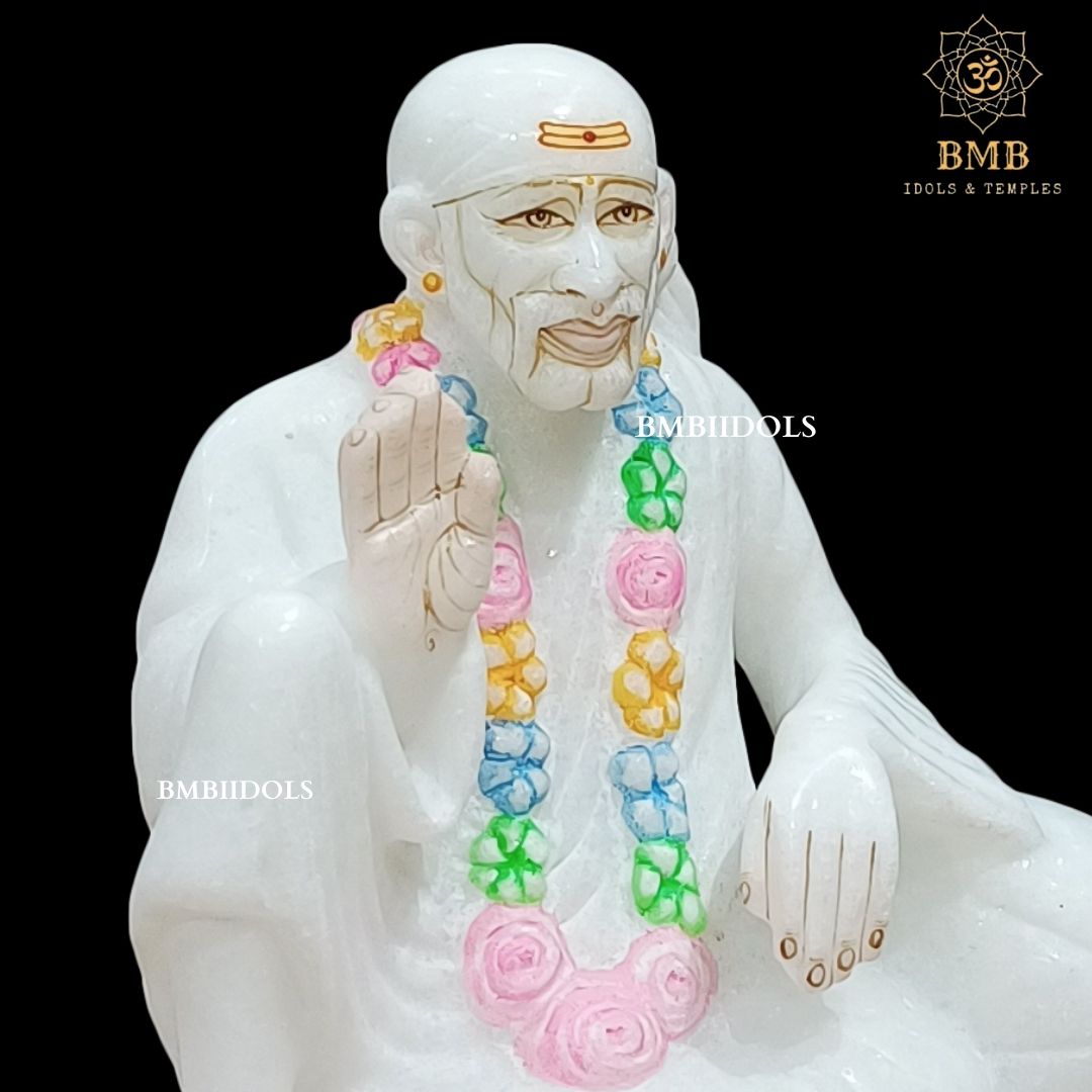 Marble Dwarka Mai Sai Baba Statue in White Makrana Marble