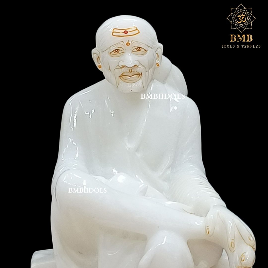 Marble Shridi Sai Baba Statue made in Makrana Marble in 12inches