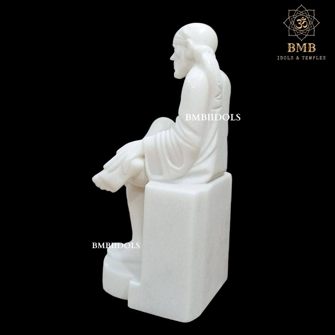 White Makrana Marble Sai Baba Murti for Home and Temples in 15inches