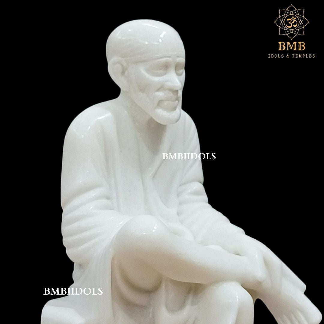 White Makrana Marble Sai Baba Murti for Home and Temples in 15inches