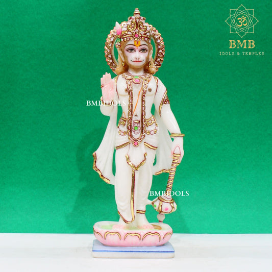 1feet Marble Hanuman Statue made in Makrana Marble
