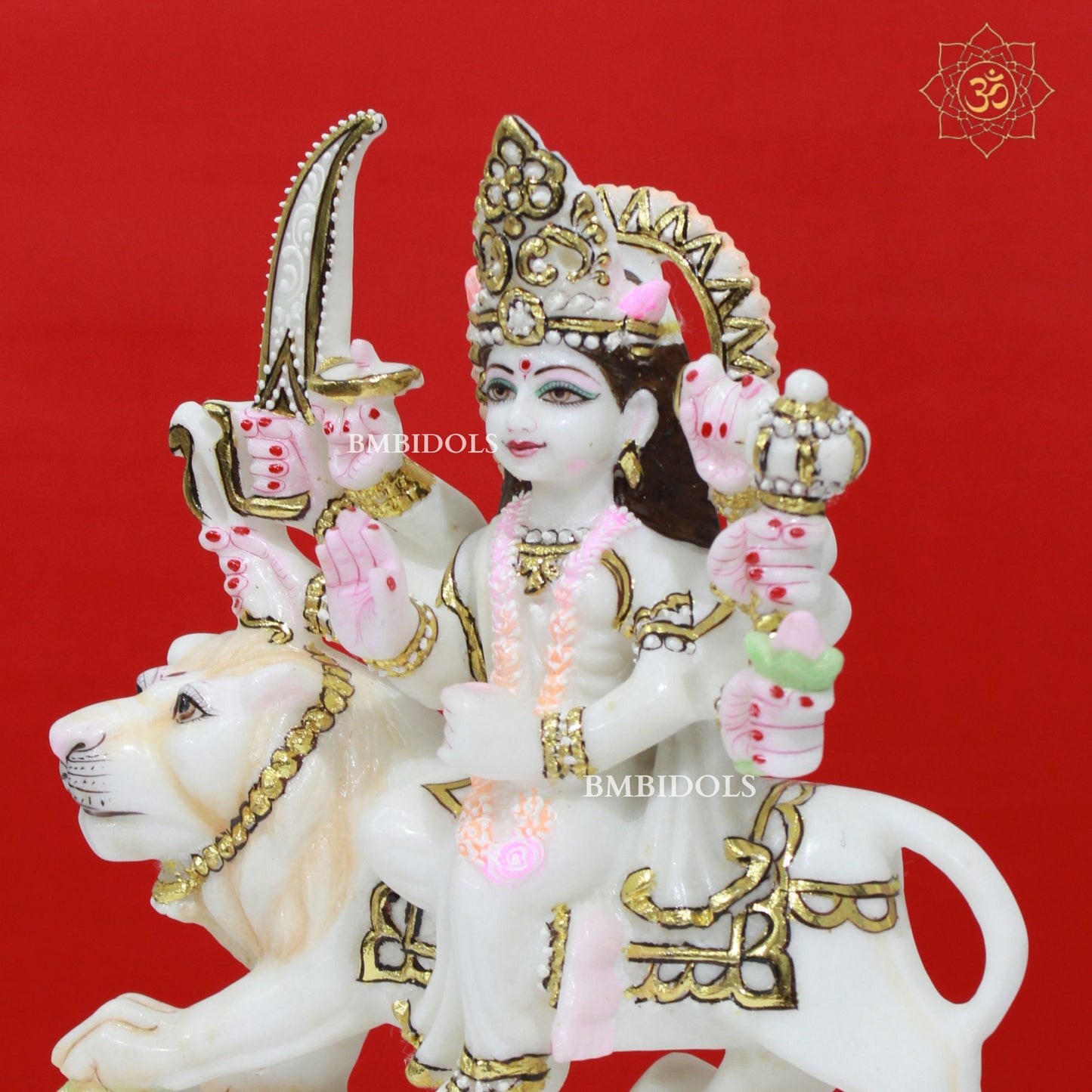 White Marble Durga maa Murti made in Makrana Marble in 9inches