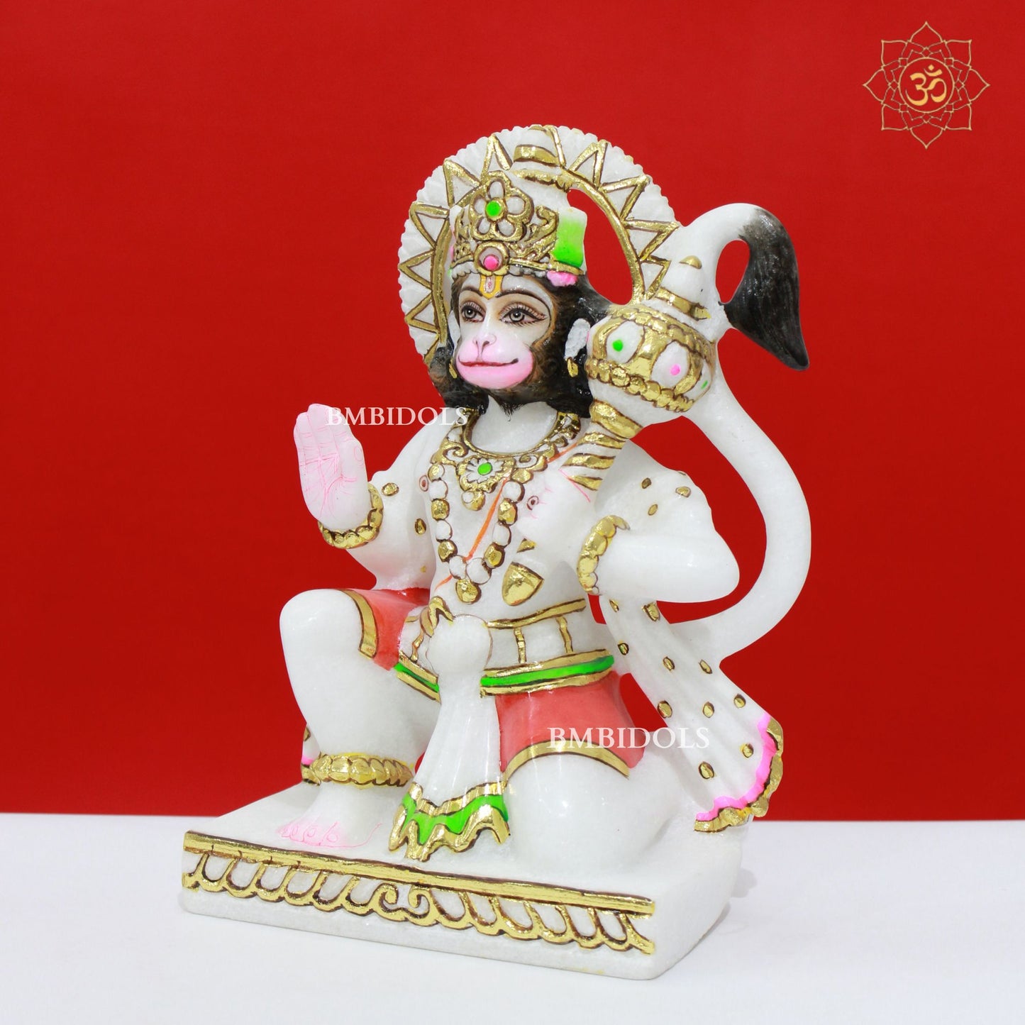 Ashirwad Marble Hanuman Statue in 9inches with Full Painting